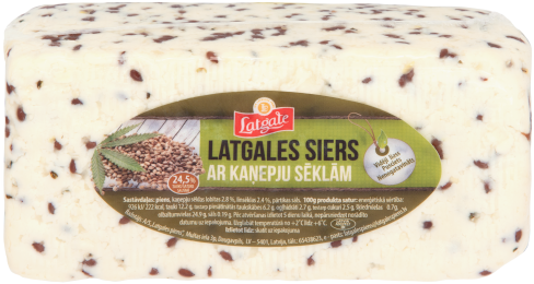 Latgales cheese with hemp seeds