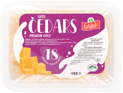 Siers Čedars Premium Gold, kubiņos